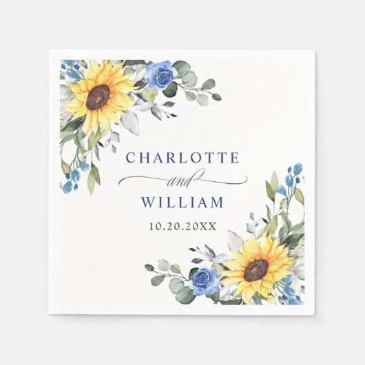 Elegant Sunflower Eucalyptus Greenery Wedding Servet (Voorkant)
