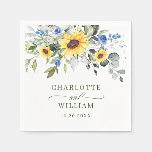 Elegant Sunflower Eucalyptus Greenery Wedding Servet (Voorkant)