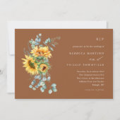 Elegant Sunflower Eucalyptus Herfst Boho Wedding Kaart (Voorkant)