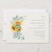 Elegant Sunflower Eucalyptus Ivory Fall Wedding Kaart (Voorkant)
