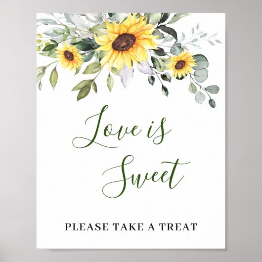 Elegant Sunflower Eucalyptus Love is Sweet Weddens Poster (Voorkant)