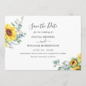 Elegant Sunflower Eucalyptus PHOTO Weddenschap Save The Date (Achterkant)