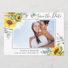Elegant Sunflower Eucalyptus PHOTO Weddenschap Save The Date