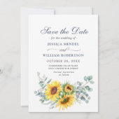 Elegant Sunflower Eucalyptus PHOTO Weddenschap Save The Date (Achterkant)