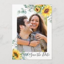 Elegant Sunflower Eucalyptus PHOTO Weddenschap Save The Date