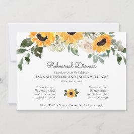 Elegant Sunflower Eucalyptus Rehearsal Dinner Kaart