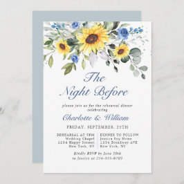 Elegant Sunflower Eucalyptus REHEARSAL DINNER Kaart