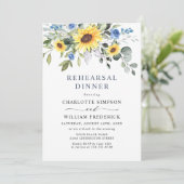 Elegant Sunflower Eucalyptus REHEARSAL DINNER Kaart (Staand voorkant)