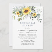 Elegant Sunflower Eucalyptus REHEARSAL DINNER Kaart (Voorkant)