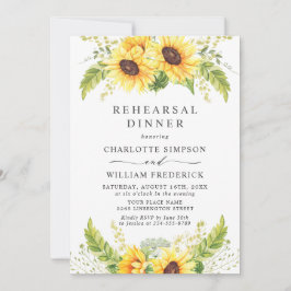 Elegant Sunflower Eucalyptus REHEARSAL DINNER Kaart