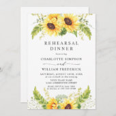 Elegant Sunflower Eucalyptus REHEARSAL DINNER Kaart (Voorkant / Achterkant)