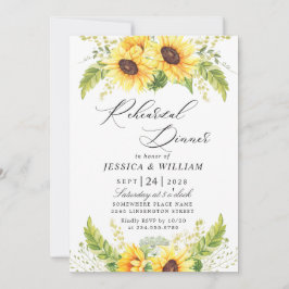 Elegant Sunflower Eucalyptus REHEARSAL DINNER Kaart