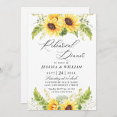 Elegant Sunflower Eucalyptus REHEARSAL DINNER Kaart (Voorkant / Achterkant)