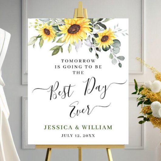 Elegant Sunflower Eucalyptus Rehearsal Dinner Poster