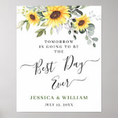 Elegant Sunflower Eucalyptus Rehearsal Dinner Poster (Voorkant)