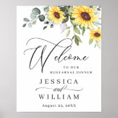 Elegant Sunflower Eucalyptus Rehearsal Dinner Poster (Voorkant)