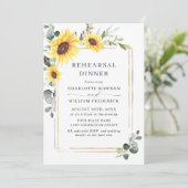 Elegant Sunflower Eucalyptus REHEARSAL DINNER QR Kaart (Staand voorkant)