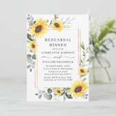 Elegant Sunflower Eucalyptus REHEARSAL DINNER QR Kaart (Staand voorkant)