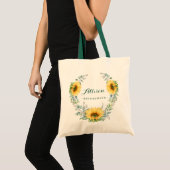 Elegant Sunflower Eucalyptus Rustic Bridesmaid Tote Bag (Voorkant (product))