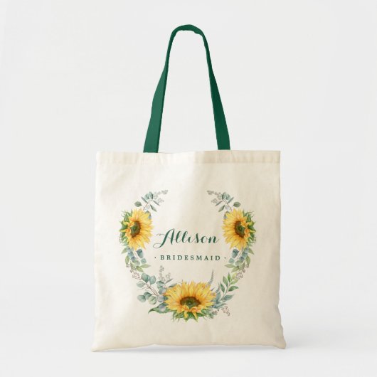 Elegant Sunflower Eucalyptus Rustic Bridesmaid Tote Bag (Voorkant)
