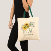 Elegant Sunflower Eucalyptus Rustic Bridesmaid Tote Bag (Voorkant (product))