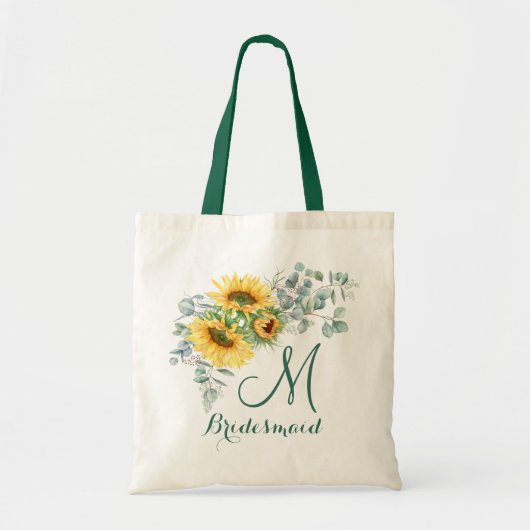 Elegant Sunflower Eucalyptus Rustic Bridesmaid Tote Bag (Voorkant)