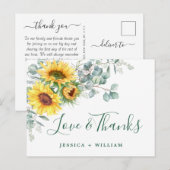 Elegant Sunflower Eucalyptus Rustic Hartelijk dank Briefkaart (Voorkant / Achterkant)