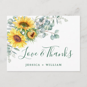 Elegant Sunflower Eucalyptus Rustic Hartelijk dank Briefkaart