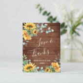 Elegant Sunflower Eucalyptus Rustic Hartelijk dank Briefkaart (Staand voorkant)
