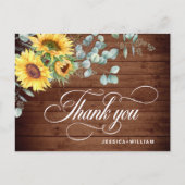 Elegant Sunflower Eucalyptus Rustic Hartelijk dank Briefkaart (Voorkant)