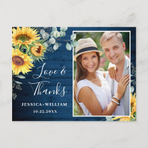 Elegant Sunflower Eucalyptus Rustic Hartelijk dank Briefkaart