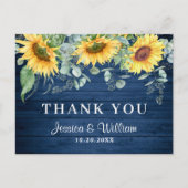 Elegant Sunflower Eucalyptus Rustic Hartelijk dank Briefkaart (Voorkant)