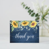 Elegant Sunflower Eucalyptus Rustic Hartelijk dank Briefkaart (Staand voorkant)