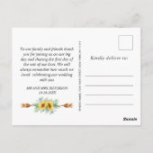 Elegant Sunflower Eucalyptus Rustic Hartelijk dank Briefkaart (Achterkant)