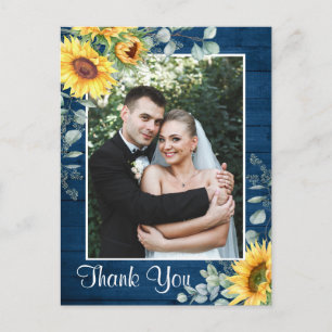 Elegant Sunflower Eucalyptus Rustic Hartelijk dank Briefkaart