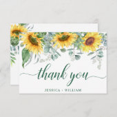 Elegant Sunflower Eucalyptus Rustic Wedding Bedankkaart (Voorkant / Achterkant)