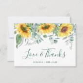 Elegant Sunflower Eucalyptus Rustic Wedding Bedankkaart (Voorkant)