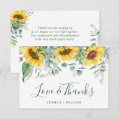 Elegant Sunflower Eucalyptus Rustic Wedding Bedankkaart (Voorkant / Achterkant)
