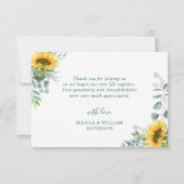 Elegant Sunflower Eucalyptus Rustic Wedding Bedankkaart (Achterkant)