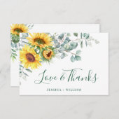 Elegant Sunflower Eucalyptus Rustic Wedding Bedankkaart (Voorkant / Achterkant)