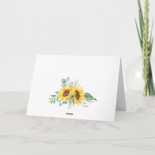Elegant Sunflower Eucalyptus Rustic Wedding Bedankkaart (Achterkant)