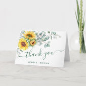 Elegant Sunflower Eucalyptus Rustic Wedding Bedankkaart (Voorkant)
