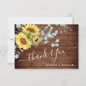 Elegant Sunflower Eucalyptus Rustic Wedding Bedankkaart (Voorkant)