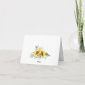 Elegant Sunflower Eucalyptus Rustic Wedding Bedankkaart (Achterkant)
