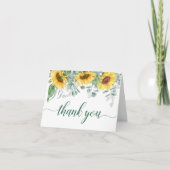 Elegant Sunflower Eucalyptus Rustic Wedding Bedankkaart (Voorkant)