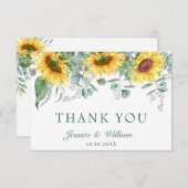 Elegant Sunflower Eucalyptus Rustic Wedding Bedankkaart (Voorkant / Achterkant)