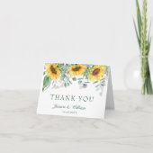 Elegant Sunflower Eucalyptus Rustic Wedding Bedankkaart (Voorkant)