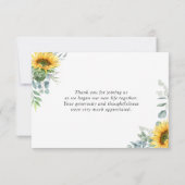 Elegant Sunflower Eucalyptus Rustic Wedding Bedankkaart (Achterkant)