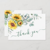 Elegant Sunflower Eucalyptus Rustic Wedding Bedankkaart (Voorkant / Achterkant)