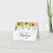 Elegant Sunflower Eucalyptus Rustic Wedding Bedankkaart (Voorkant)